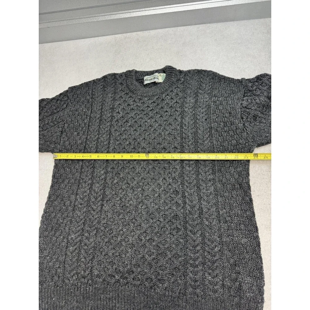 Aran Crafts Sweater Mens 2XL Gray Wool Cable Knit Crewneck Ireland Heavyweight